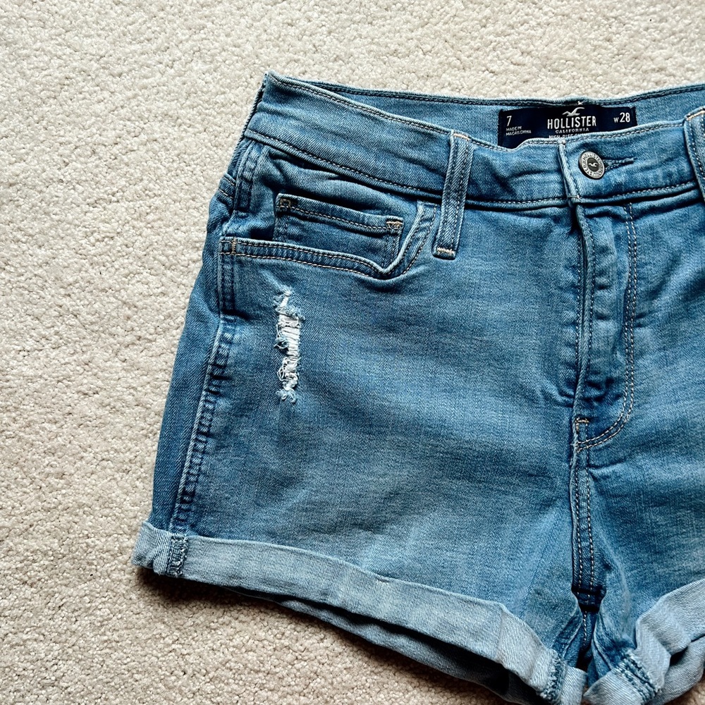 Hollister Ripped High Waisted Jean Shorts